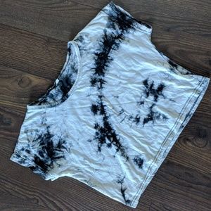 Tie Dye Black and White Crop Top